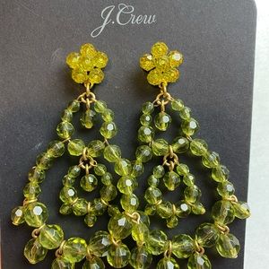 J Crew green floral drop earrings